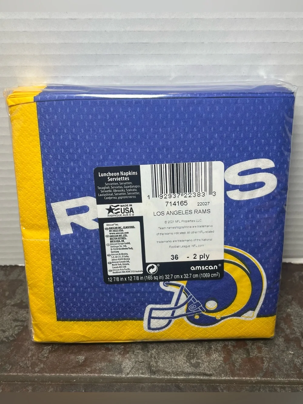 NFL lot of 4 Los Angeles Rams Paper Party Plates 9”- 18Ct and 36Ct napkins